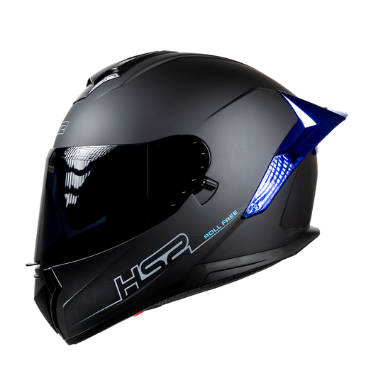 CASCO CERRADO NEGRO MATE ALERON AZUL MH613 HS2 D.V. VISERA OSCURA "XXL"