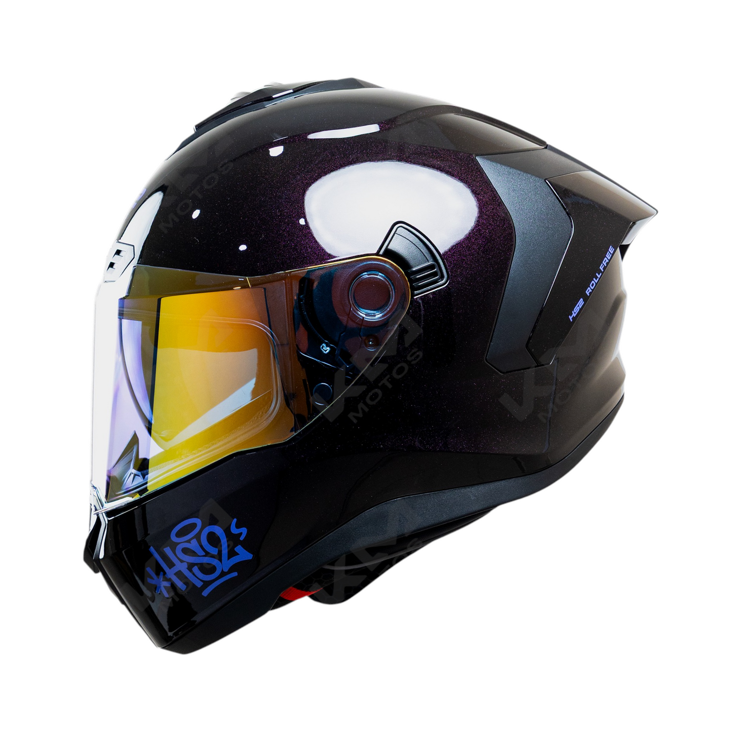 Casco integral KM Motos Neo Camaleón ZL-615 HS2 D.V. con visera fotocromática Tornasol, tamaño XXL, color negro con detalles.