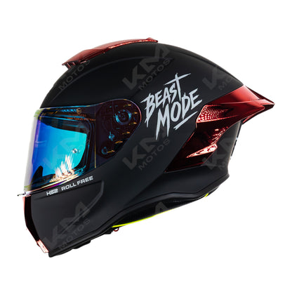 Casco integral HS2 Beast Mode ZL-602 HS2 con visera roja fotocromática, tamaño XXL, con certificación ECE/DOT, vista frontal.