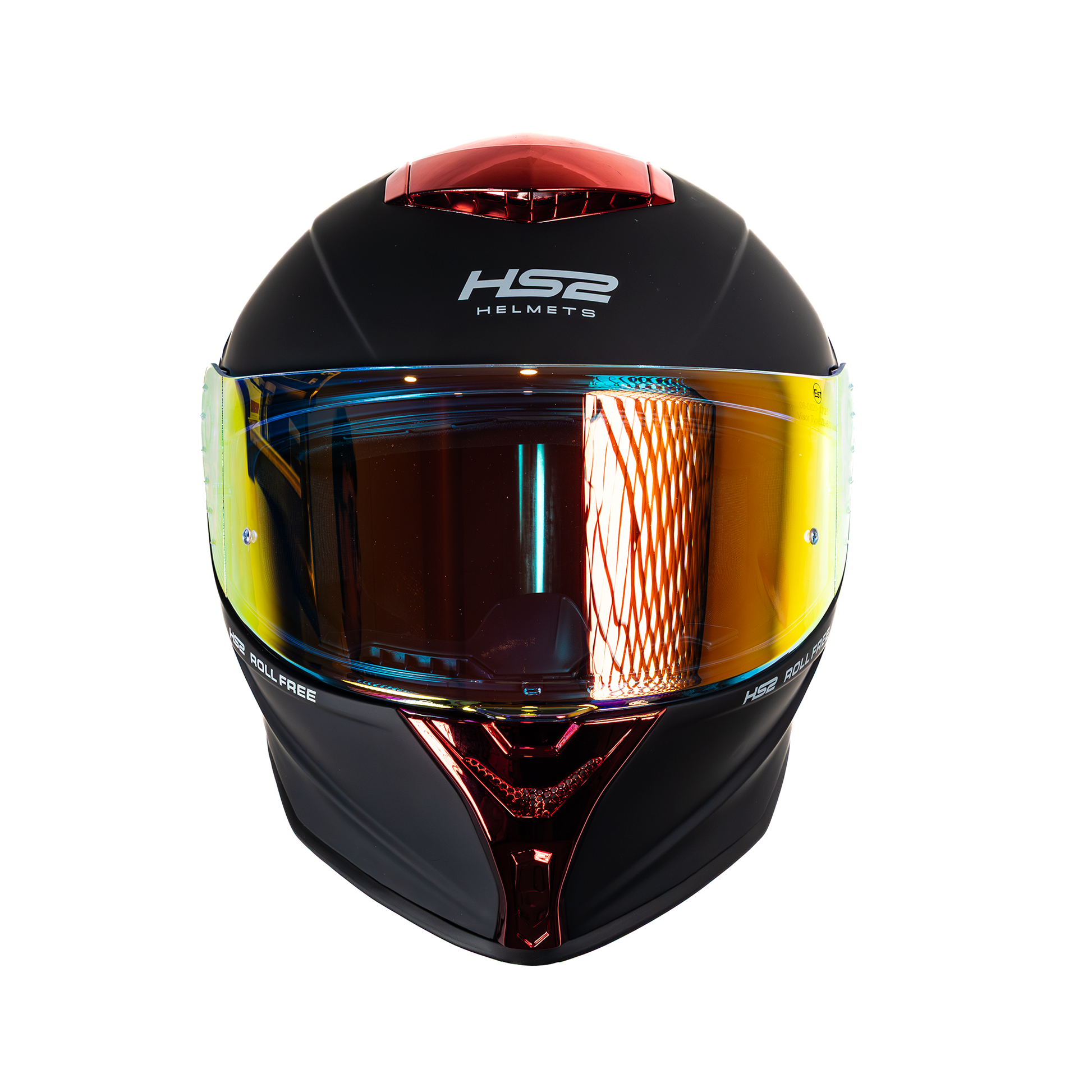 Casco integral HS2 Beast Mode ZL-602 HS2 con visera roja fotocromática, diseño cerrado y protección ECE/DOT, vista frontal.