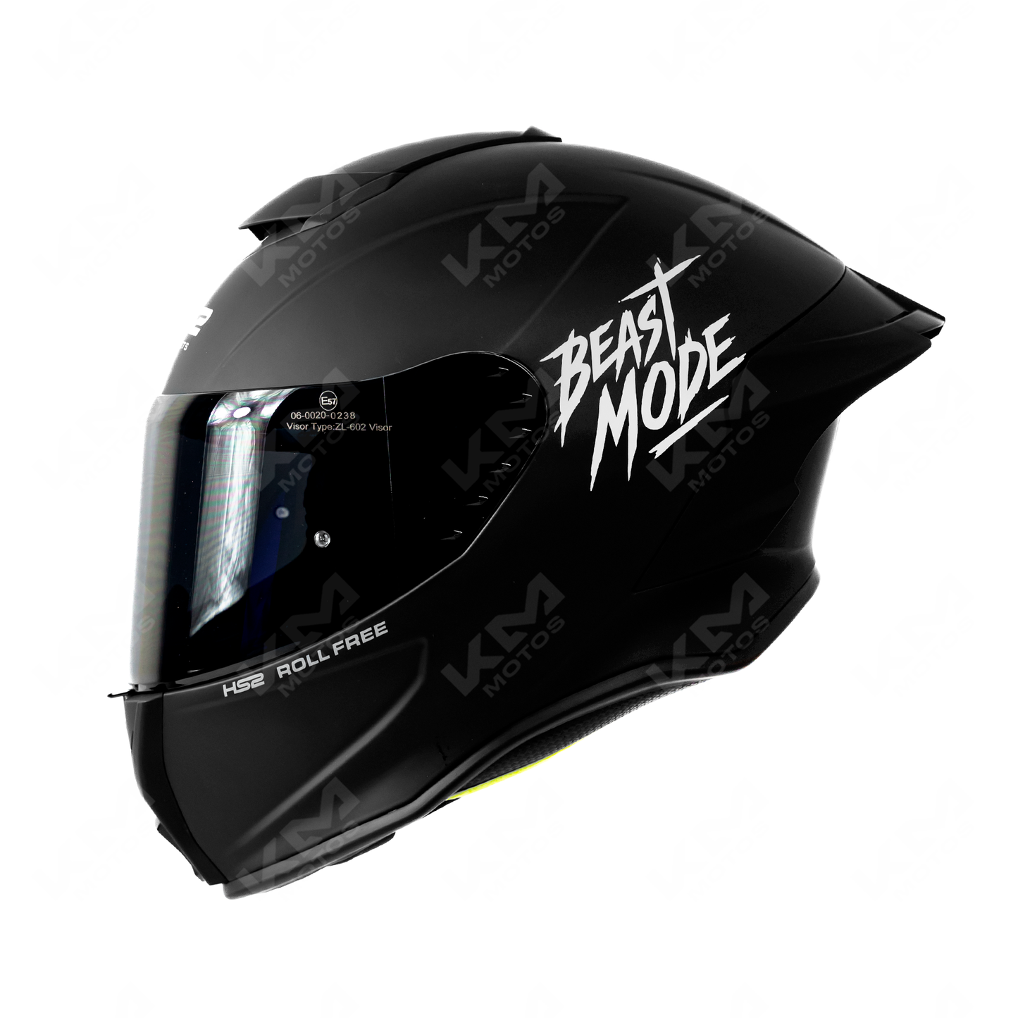 Casco cerrado negro mate HS2 Beast Mode XXL con visera oscura, diseño robusto y protección integral para motociclistas.