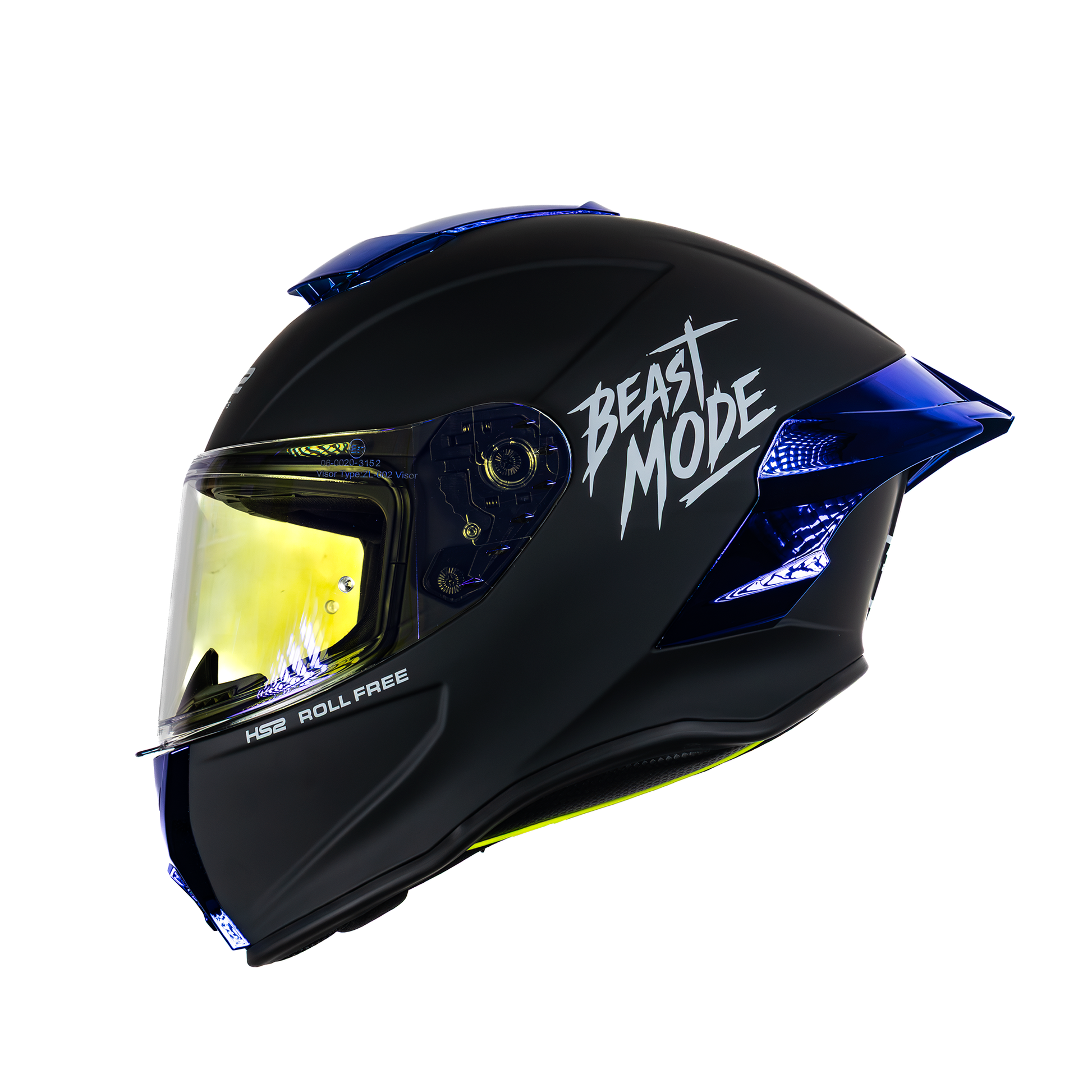 Casco cerrado HS2 Beast Mode ZL-602 HS2 D.V. con visera azul fotocromática, tamaño XXL, ECE/DOT.