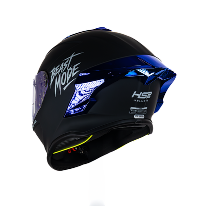 Casco integral HS2 Beast Mode ZL-602 HS2 D.V. con visera azul fotocromática, tamaño XL, ECE/DOT.