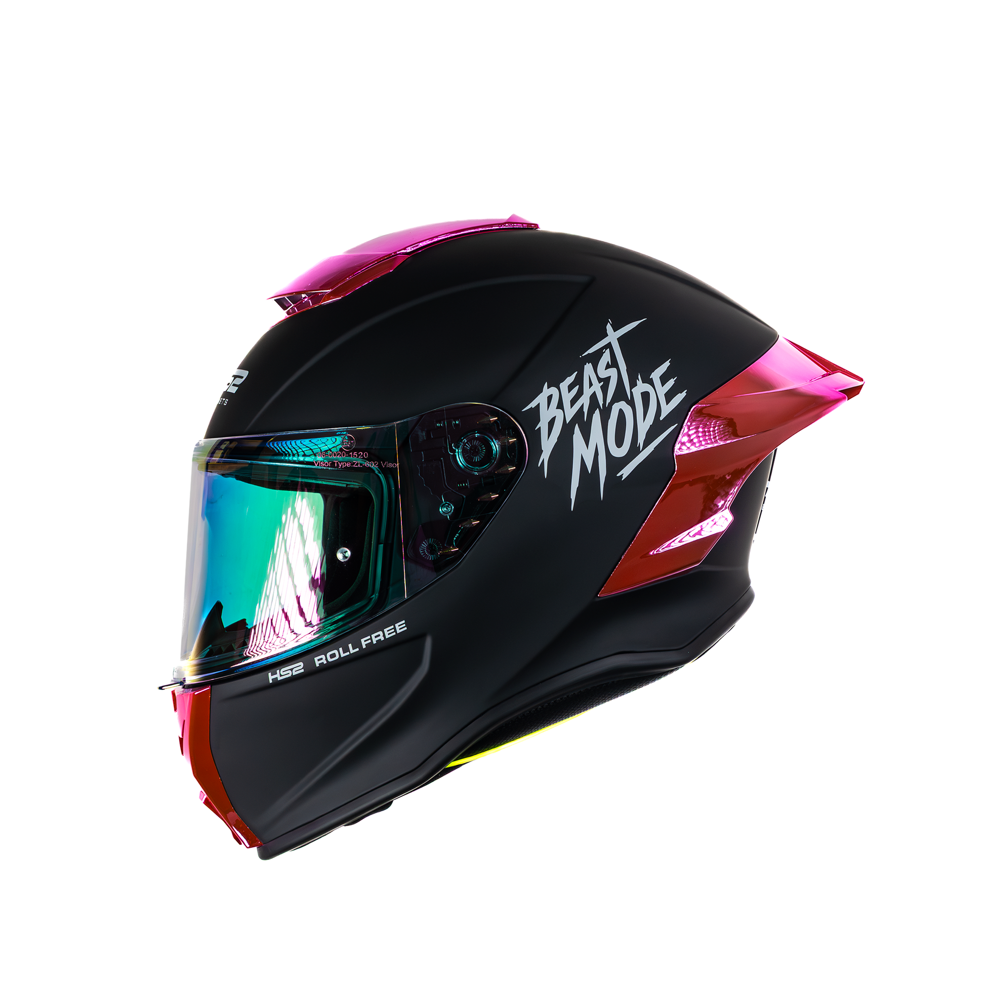 Casco cerrado HS2 Beast Mode ZL-602 HS2 con visera rosa fotocromática, tamaño XXL, ECE/DOT para protección y estilo.