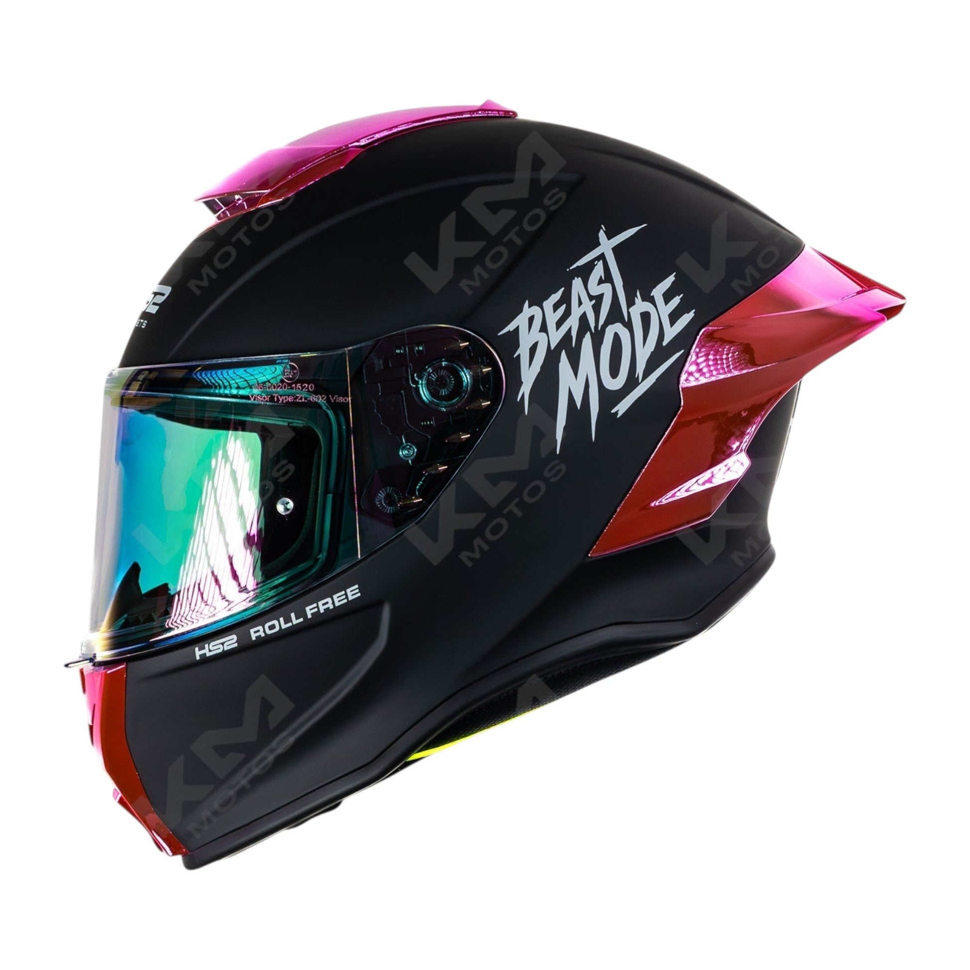 Casco integral HS2 Beast Mode ZL-602 HS2 D.V. con visera rosa fotocromática, tamaño M, homologado ECE/DOT