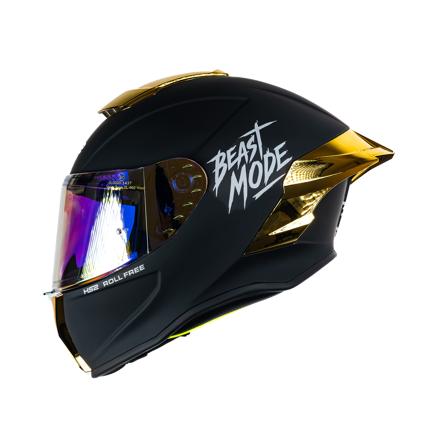 Casco cerrado HS2 Beast Mode ZL-602 HS2 con visera dorada fotocromática, tamaño XL, homologado ECE/DOT, para motociclistas.
