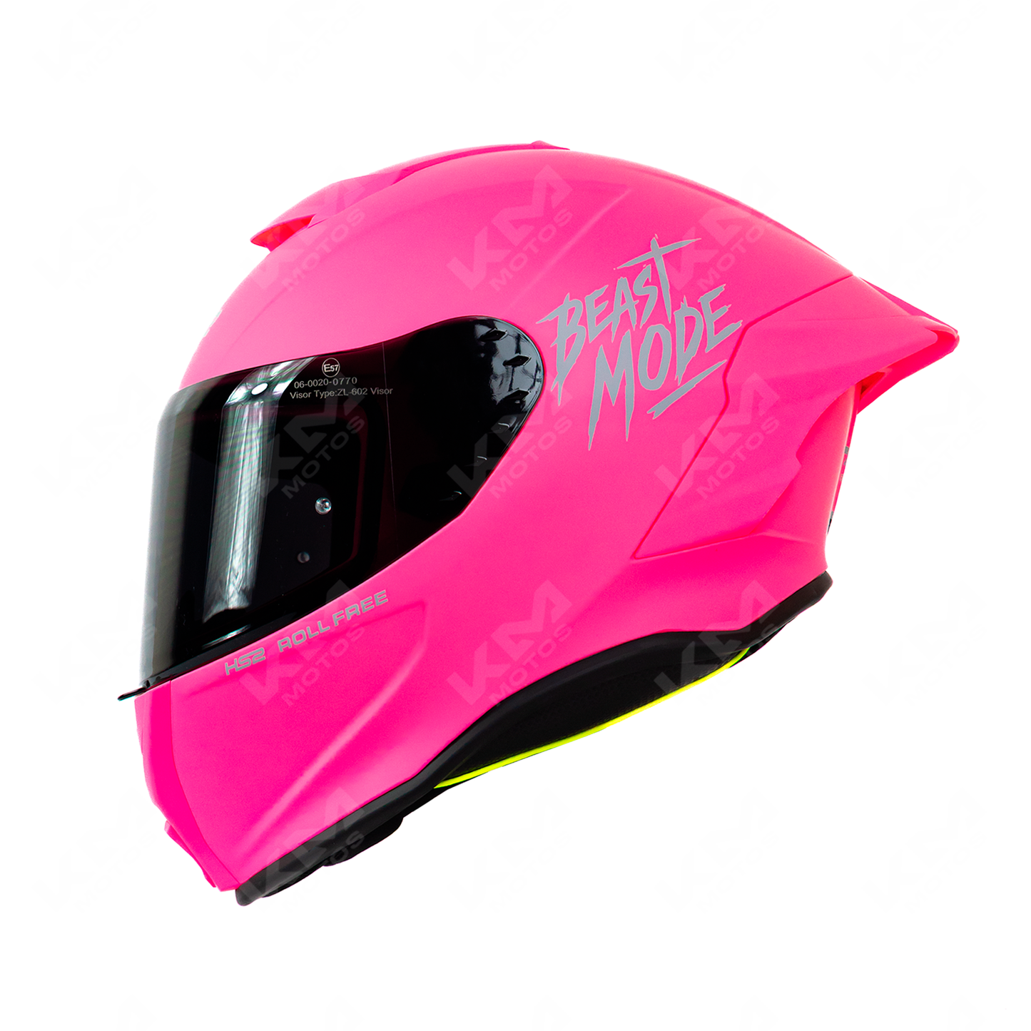 Casco cerrado HS2 Beast Mode Pink XL con visera oscura, diseño robusto y protección para motociclistas.