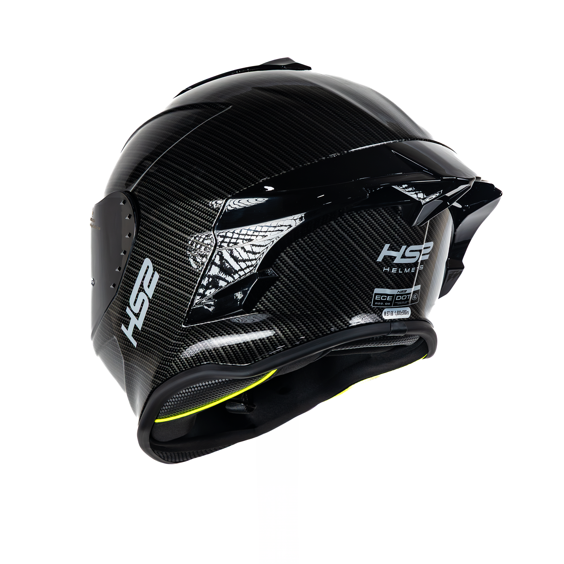 Casco integral HS2 ZL-602 HS2 fibra de carbono con visera oscura, tamaño M, para motociclistas, ECE/DOT homologado.