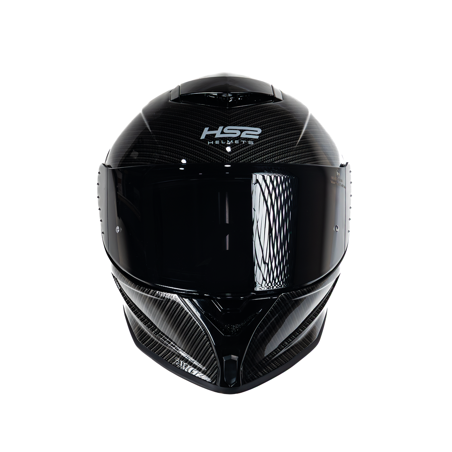 Casco integral HS2 ZL-602 HS2 fibra de carbono con visera oscura, tamaño XL, homologado ECE/DOT, vista frontal.