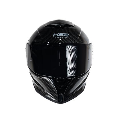 Casco integral HS2 ZL-602 HS2 fibra de carbono con visera oscura, tamaño XL, homologado ECE/DOT, vista frontal.