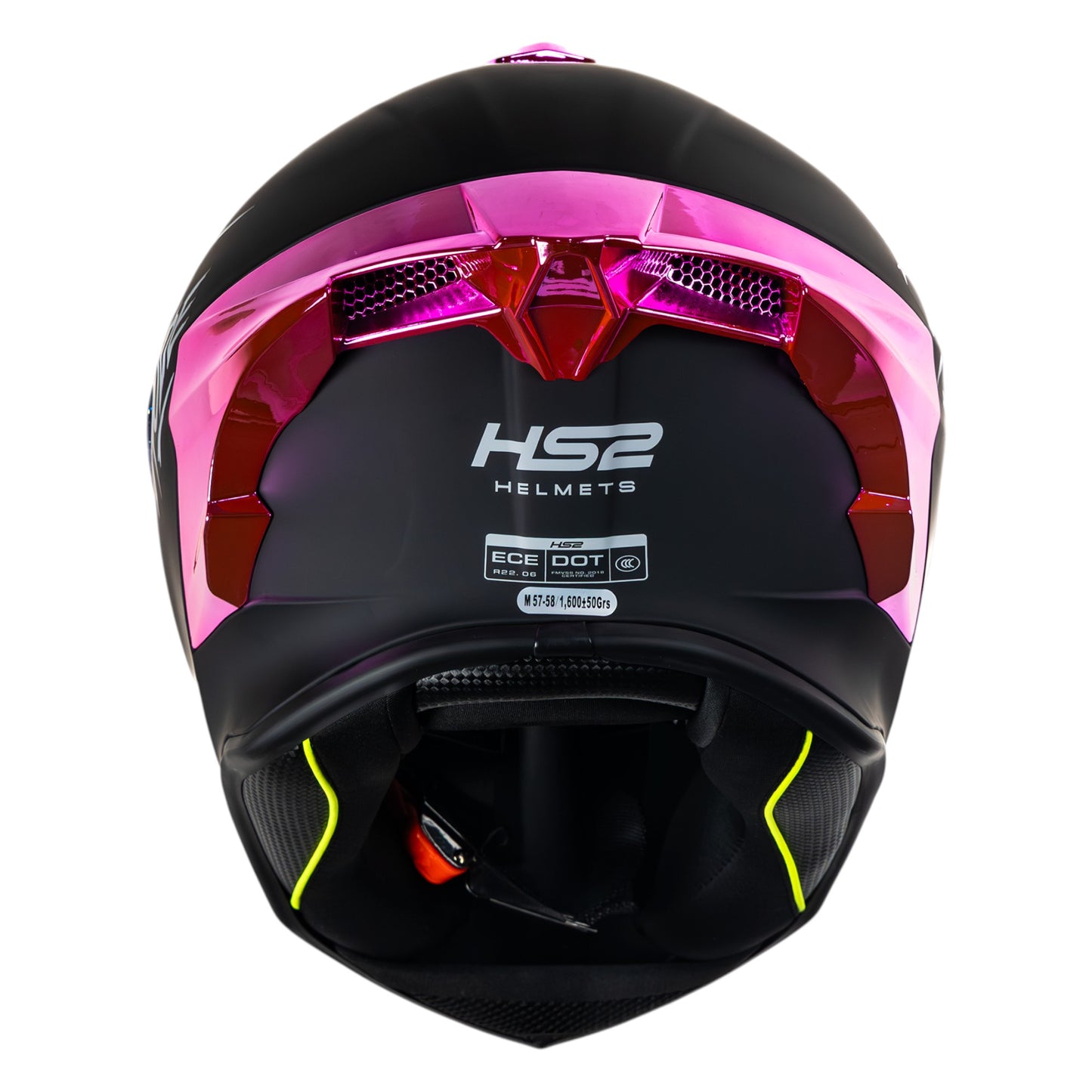 Casco integral HS2 Beast Mode ZL-602 HS2 D.V. con visera rosa fotocrómica, tamaño XXL, vista trasera.