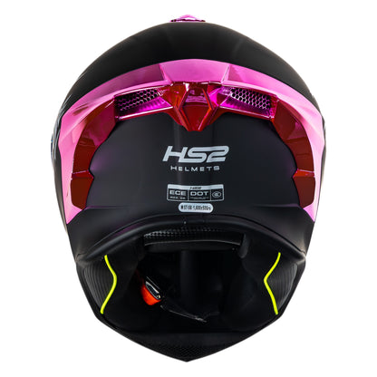 Casco integral HS2 Beast Mode ZL-602 HS2 D.V. con visera rosa fotocrómica, tamaño XXL, vista trasera.