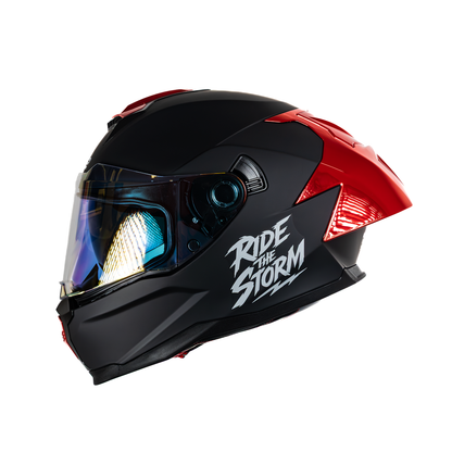 Casco integral cerrado HS2 Ride the Storm ZL-616 HS2 con visera roja fotocromática y certificación ECE/DOT, tamaño grande.