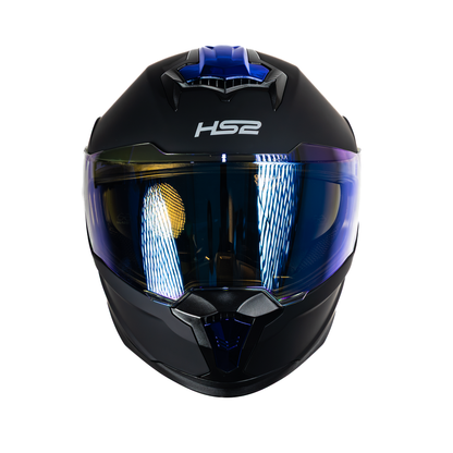 Casco integral HS2 Ride the Storm ZL-616 HS2 con visera azul fotocromática, tamaño XXL, homologado ECE/DOT, vista frontal.