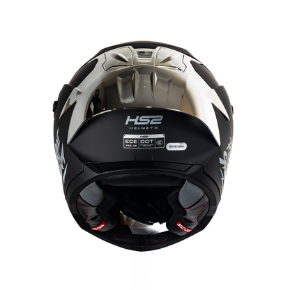 Casco integral HS2 Ride the Storm ZL-616 HS2 con visera fotocrómica plateada, tamaño XXL, para motociclistas, trasera.