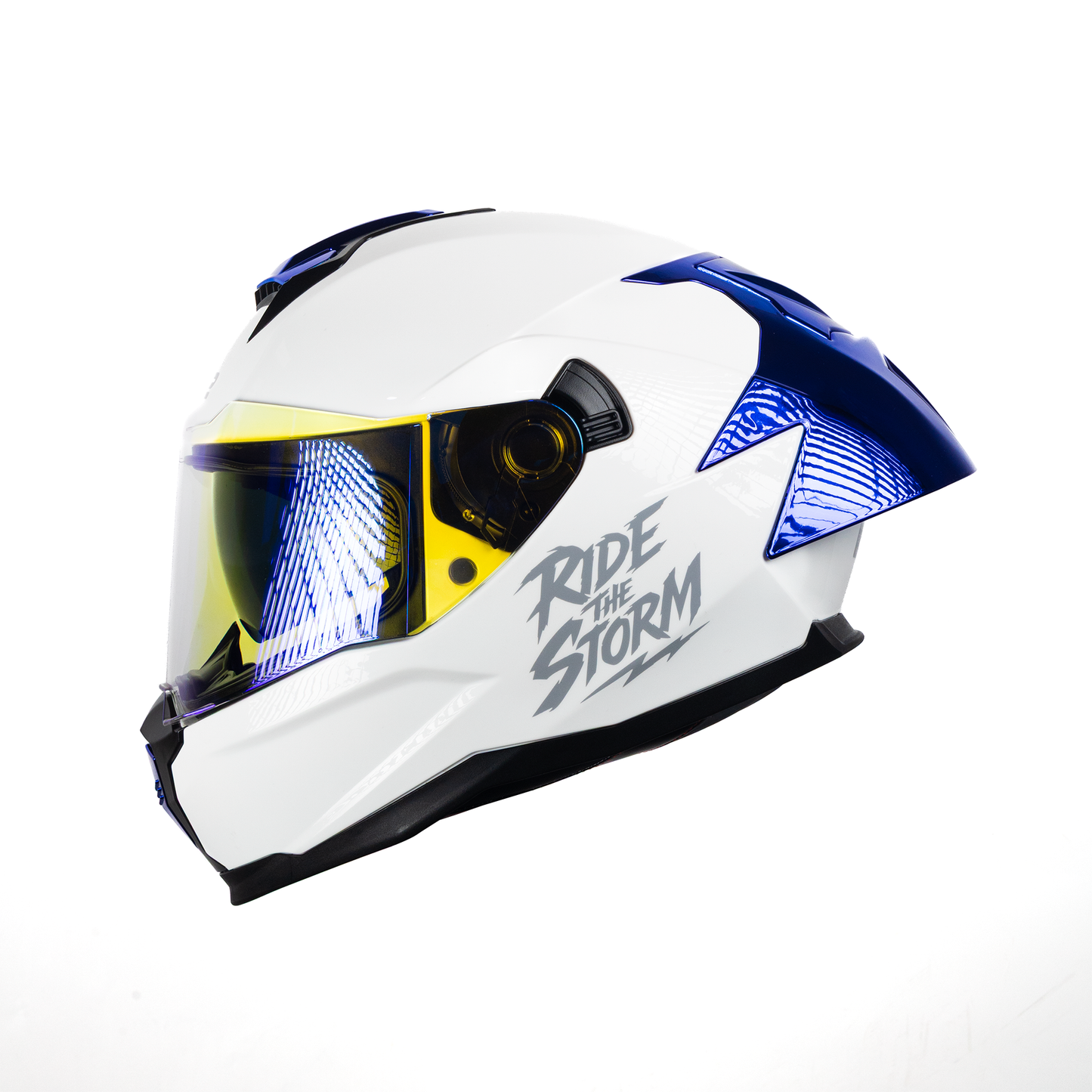 Casco cerrado HS2 Ride the Storm blanco con visera azul fotocromática y tamaño XXL, certificado ECE/DOT para motociclistas.