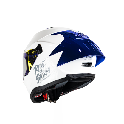 Casco integral HS2 Ride the Storm blanco con visera azul fotocromática, tamaño XXL, ECE/DOT, protección para motociclista.