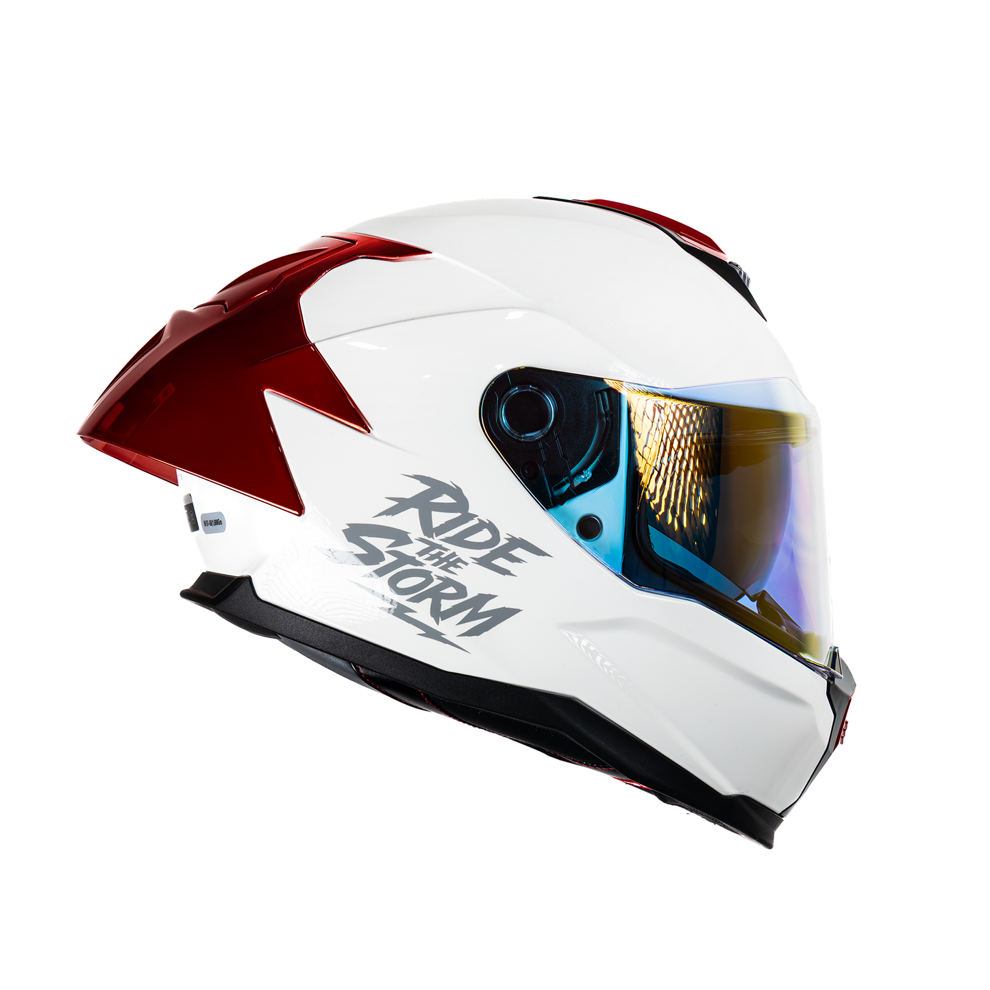 Casco integral HS2 Ride the Storm blanco con visera fotocromática roja, tamaño XXL, homologado ECE/DOT, vista lateral derecha