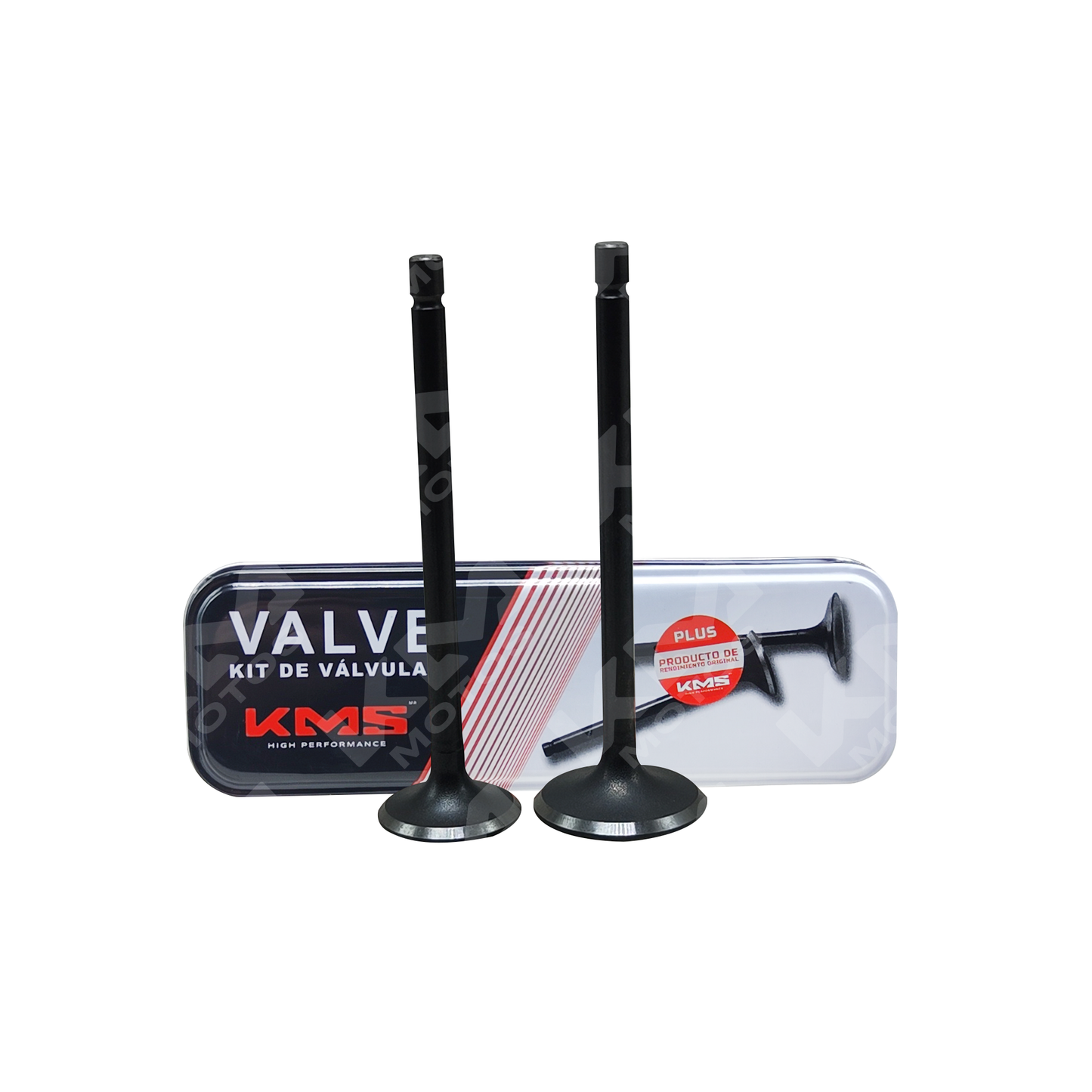 VALVULAS DE ADMICION Y ESCAPE HJ125/CG125/FT125/STD + SELLOS (CAJA METAL) KMS