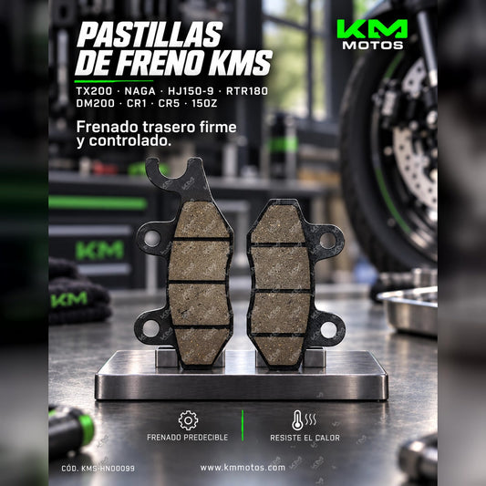 PASTILLAS DE FRENO TX200 TRAS/NAGA/HJ150-9/RTR180/DM200/CR1/CR5/150Z KMS — KMS-HND0099 | KM Motos