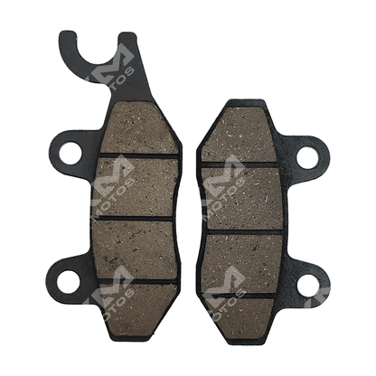 Pastillas de freno KM Motos para TX200, Naga, HJ150-9, RTR180, DM200, CR1, CR5 y 150Z, mostradas en la imagen.