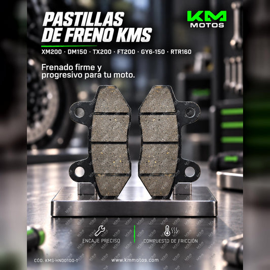 PASTILLAS DE FRENO XM200/DM150/TX200DEL/FT200/GY6-150/DM150 SIN GANCHO/RTR160 KMS — KMS-HND0100-1 | KM Motos