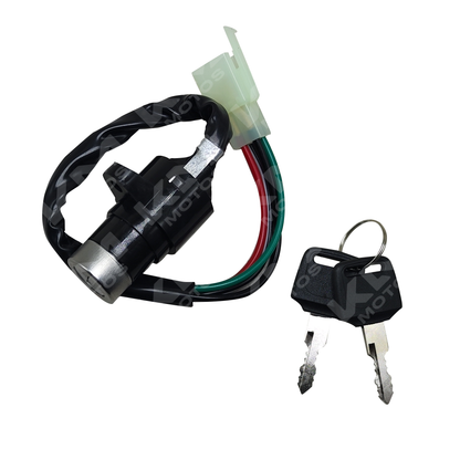 Interruptor de encendido con llave KMS para motos CG125, FT125 y BK150, componente estándar, visible en la imagen.