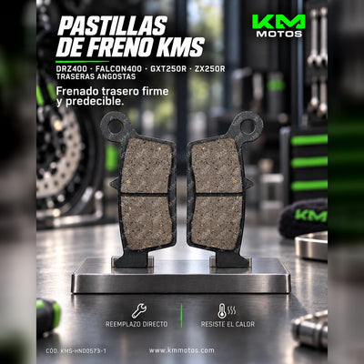 PASTILLA DE FRENO DRZ400/FALCON400/GXT250R/ZX250R TRASERA (ANGOSTA) KMS