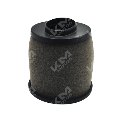 Filtro de aire KMS FT125 para motos, imagen que muestra el filtro de aire de marca KM Motos con diseño de espuma y estructura de filtración