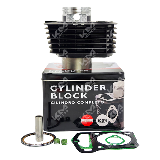 KIT DE CILINDRO XL200/CB200 MOTOR DE CADENA NEGRO (CAJA METAL) - KMMOTOSHN