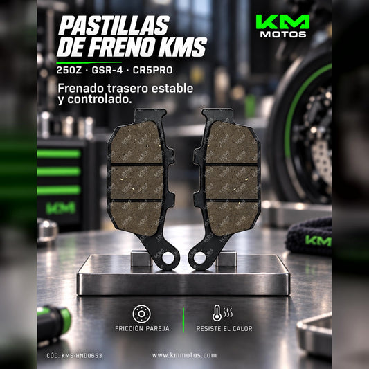 PASTILLAS DE FRENO 250Z/GSR-4/CR5PRO TRASERAS KMS — KMS-HND0653 | KM Motos