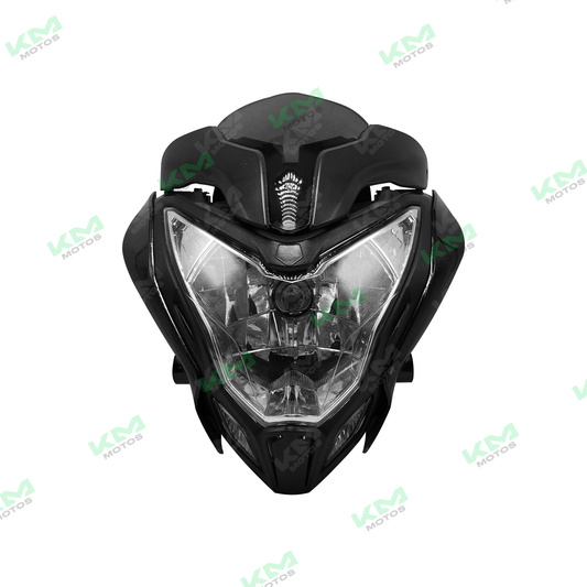 Carena completa negra para KTM Pulsar NS200 de KM Motos, diseñada para protección y estilo en motocicleta.