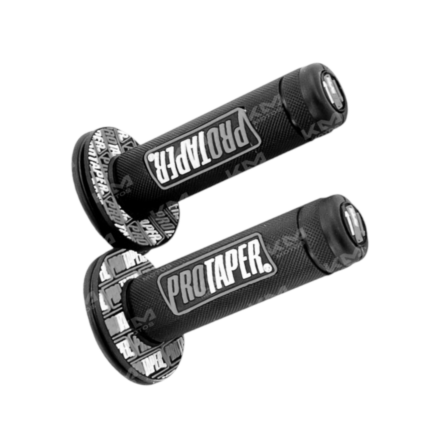 Protector de manos KMS en negro y gris para timon, diseñado por KM Motos, con detalles resistentes y duraderos.