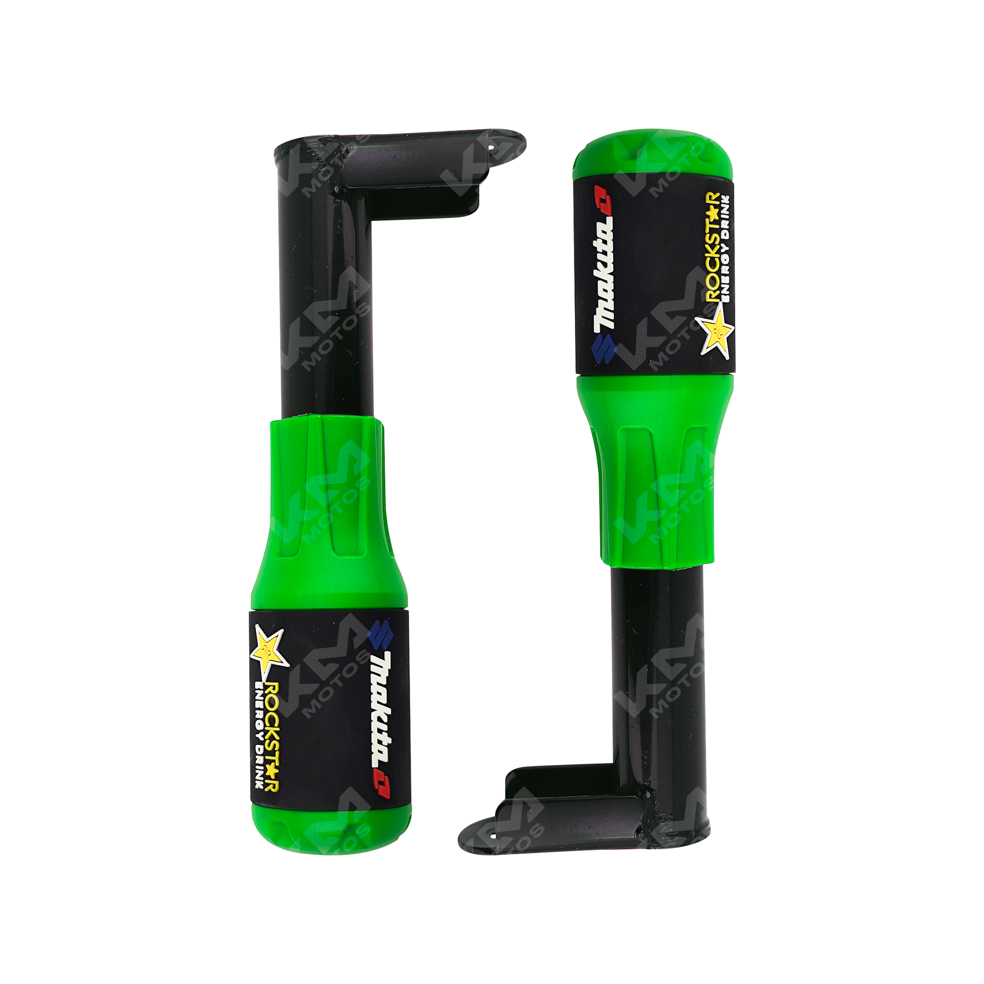 Defensas de motor slider universales de 2 piezas en color verde de la marca KMS, protección para motor de vehículos.