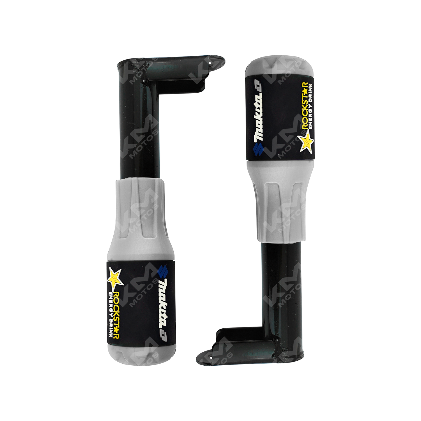 Defensas de motor slider universales en color gris de la marca KMS, conjunto de 2 piezas para protección del motor.