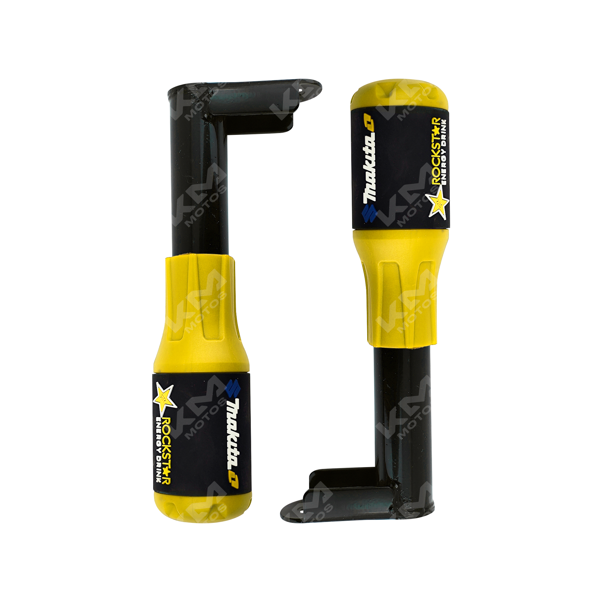 Defensas de motor slider KMS de 2 piezas en color amarillo, protección para motores de vehículos.
