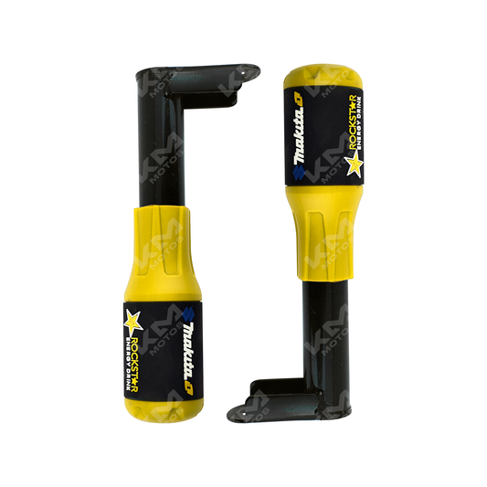 Defensa de motor slider KMS de 2 piezas universal en color amarillo, protección para motos.