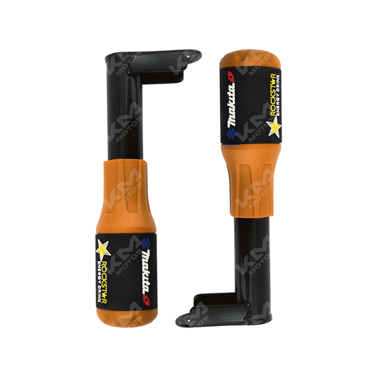 Defensa de motor slider universal de 2 piezas en color naranja KMS, protección para motocicletas.