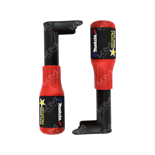 Defensa de motor slider KMS de 2 piezas, color rojo, para protección universal en vehículos.