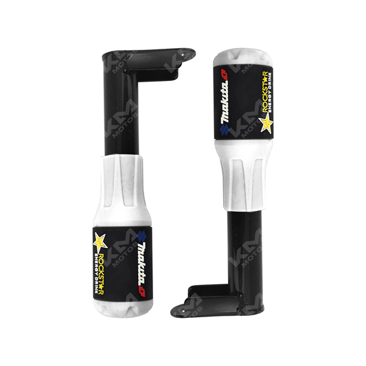 Defensa de motor slider de 2 piezas universal en color blanco de la marca KMS, para protección del motor en automóviles.