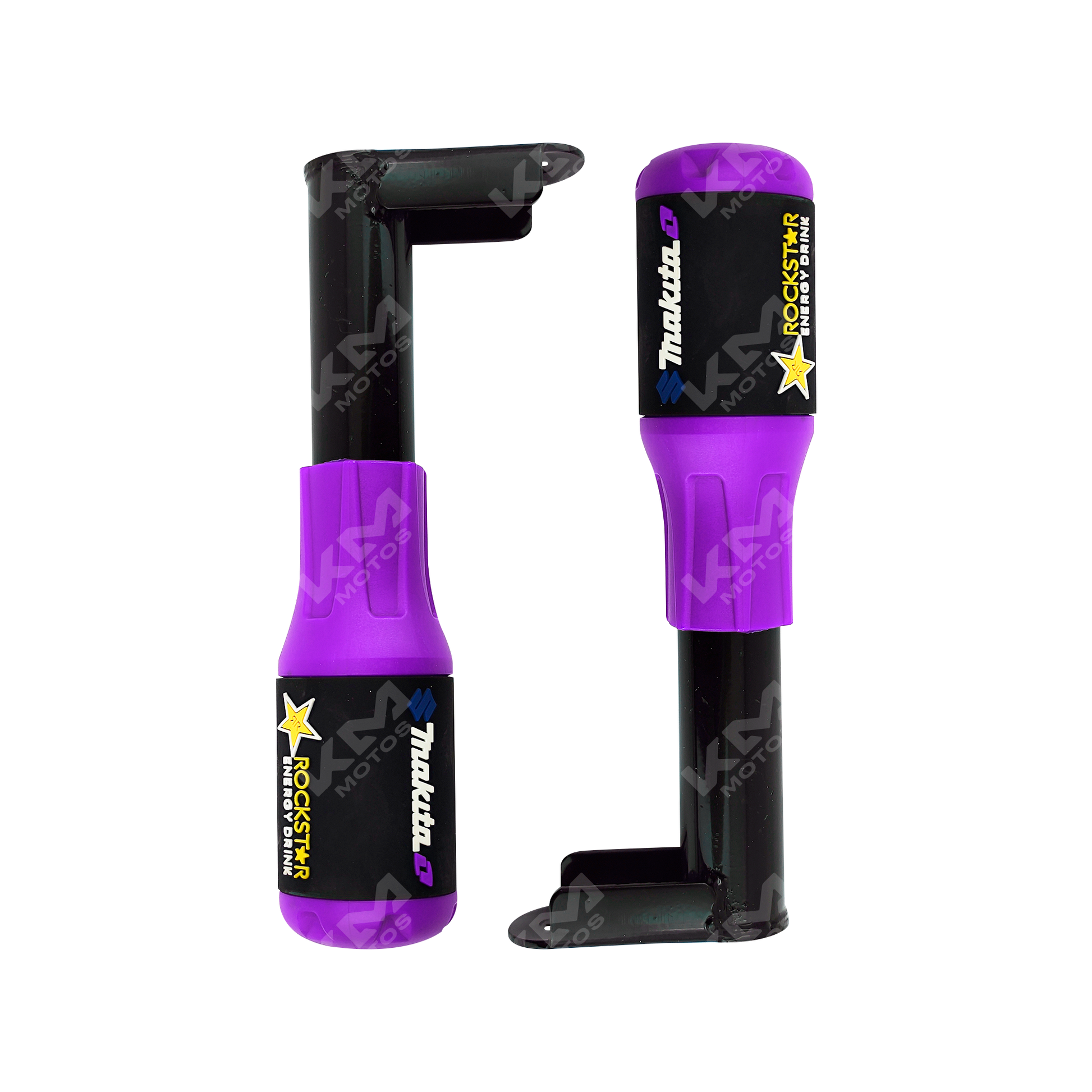 Defensas de motor slider KMS de 2 piezas en color morado, protección universal para motos.