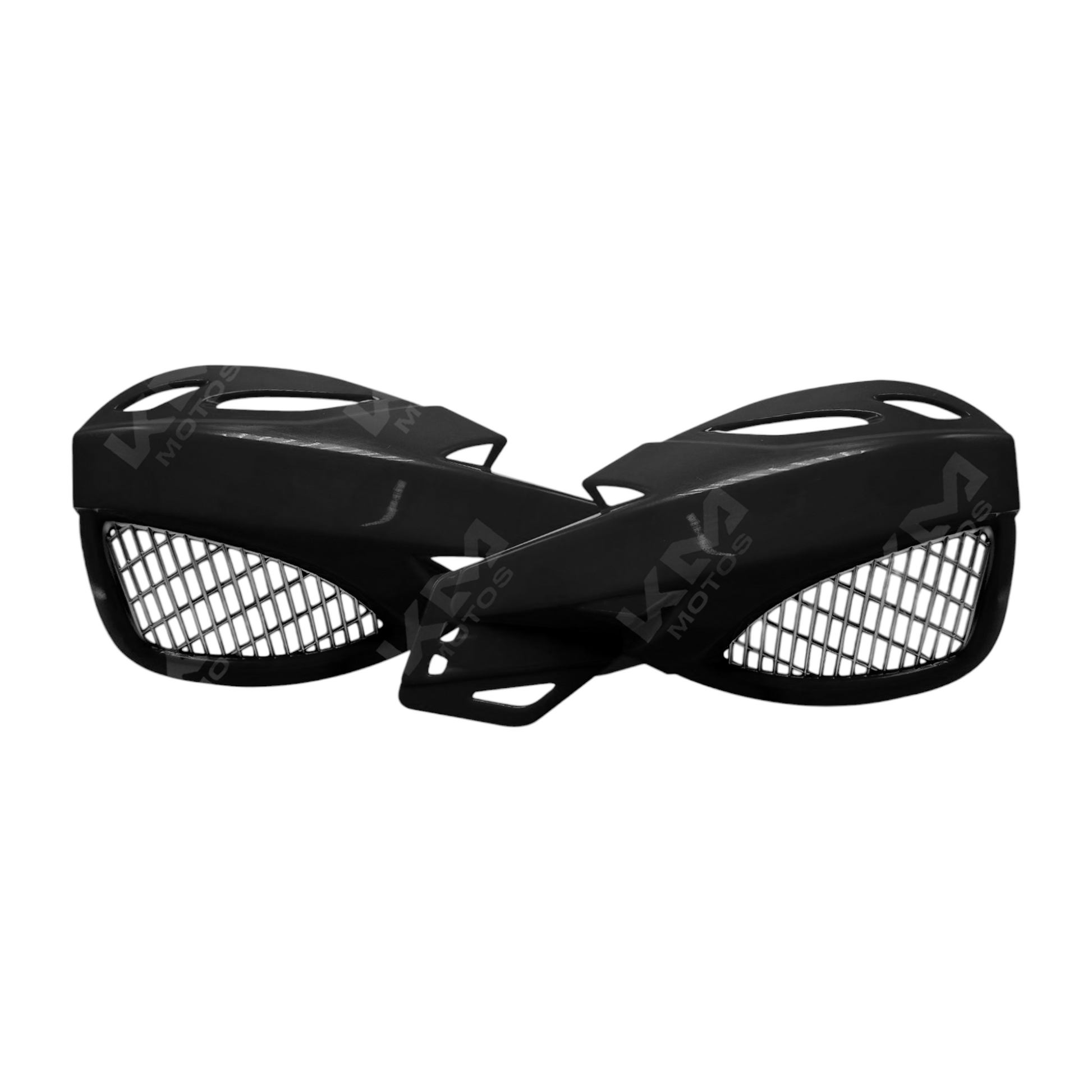 Protector de punos de plástico negro para motos KM Motos, accesorio resistente para protección de puños en motocicletas.
