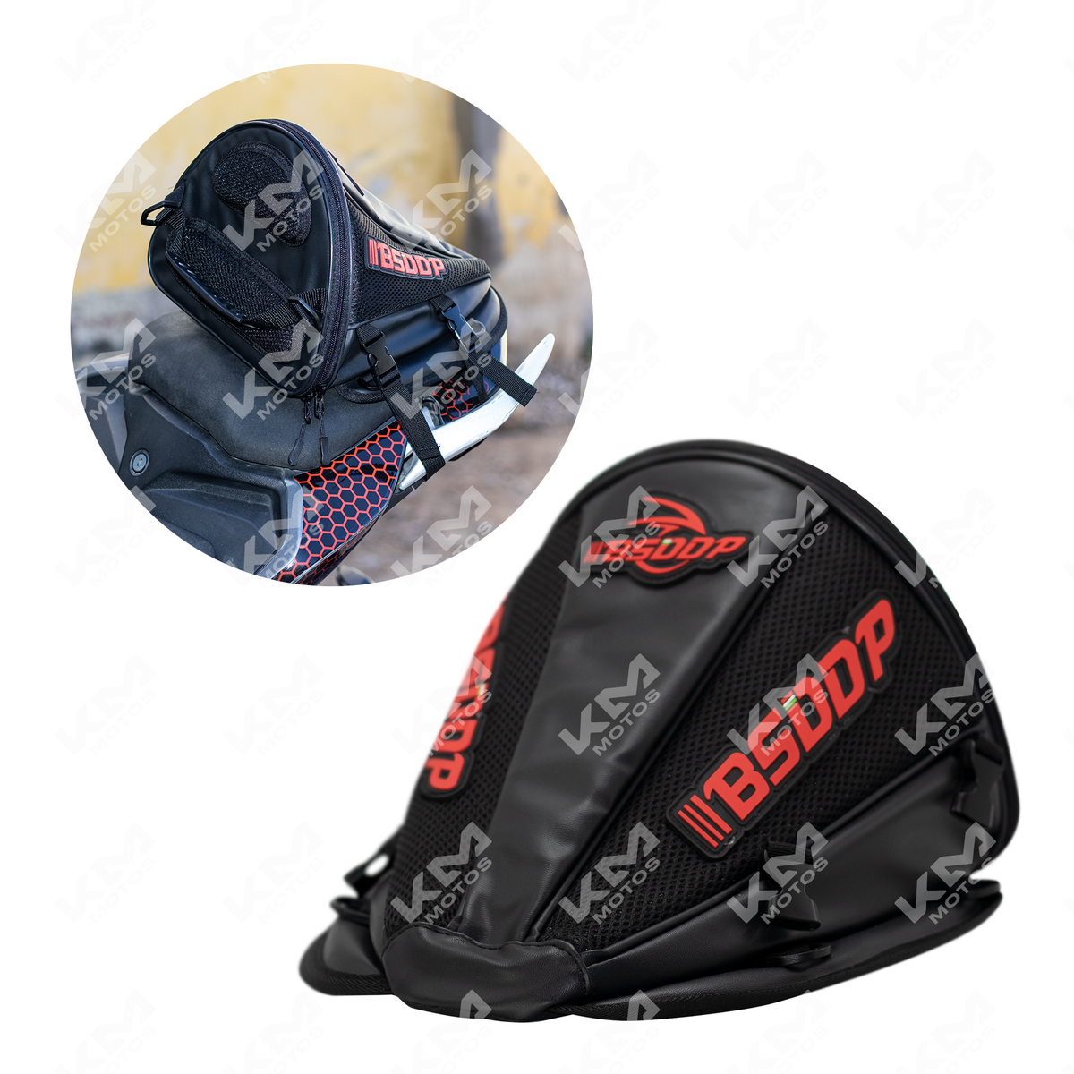 Maletín para parrilla racing LS01 KMS de KM Motos, resistente y compacto, diseñado para llevar herramientas y accesorios de motocicleta.