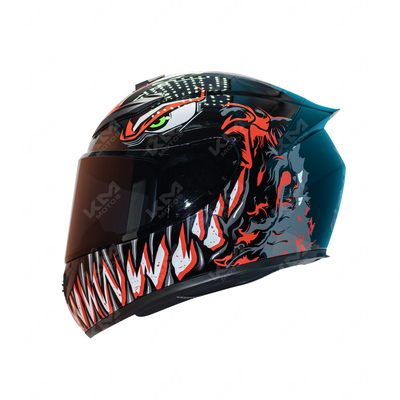 CASCO CERRADO INTEGRAL + DISENO MONSTERS/VENOM NEGRO/ROJO DOT