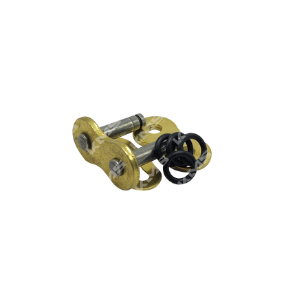 Cadena de seguro 520H con O-ring dorado reforzado, para motos, de la marca KM Motos, en imagen.