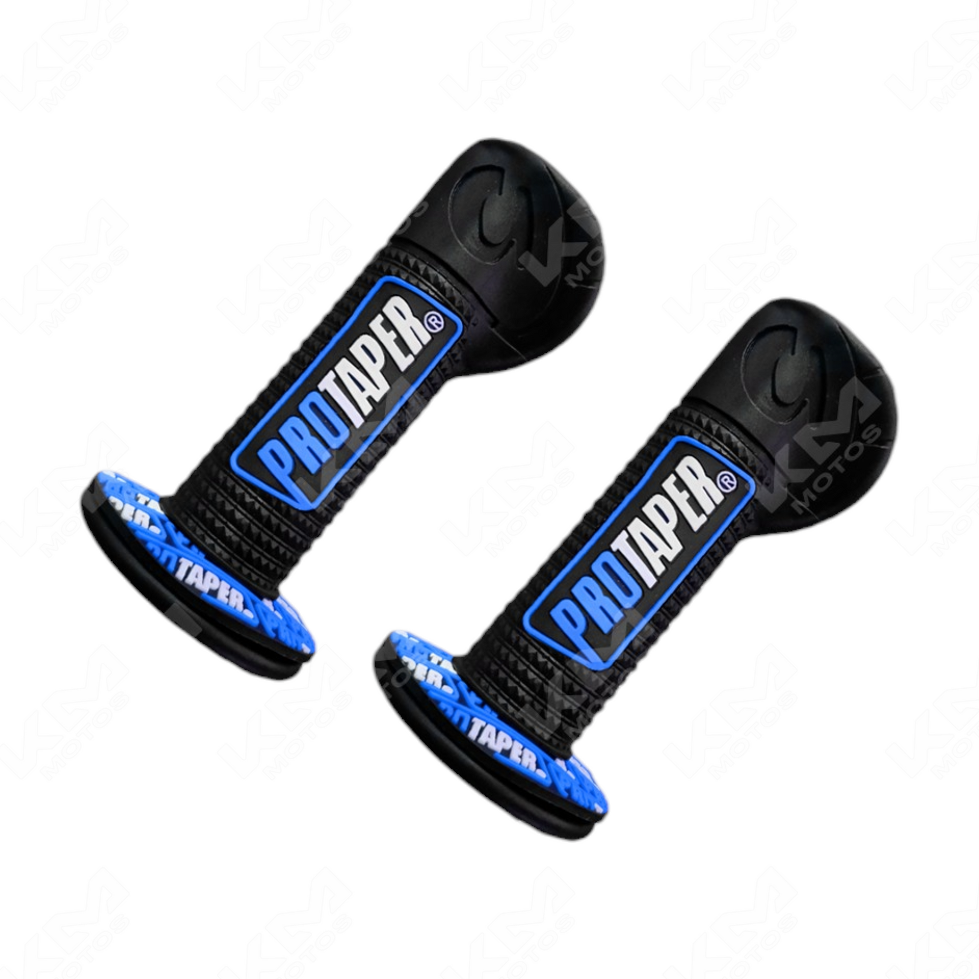 Protector de timón PEPES PROTAPERS negro y azul de KM Motos en forma de pepes para motocicletas.