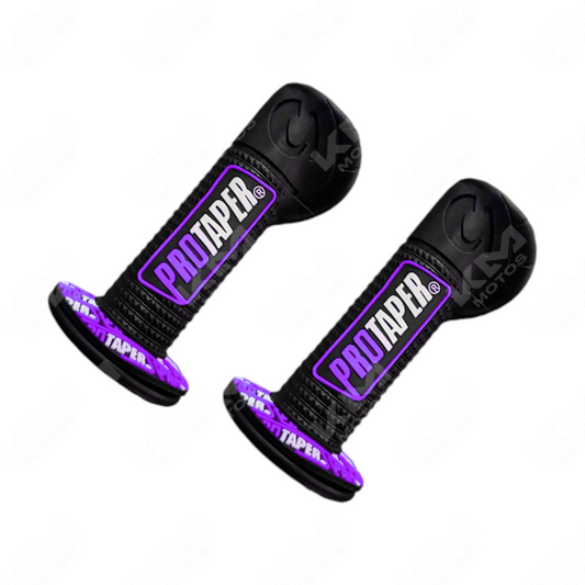 Peques de timón KM Motos PEPES PROTAPERS negro y morado para motocicleta, con diseño resistente y duradero.