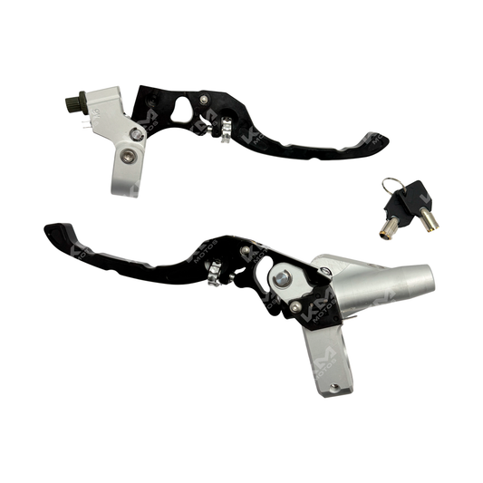 Manecillas de lujo para motocicleta KM Motos, con seguro KMS, en acabado elegante y diseño resistente.