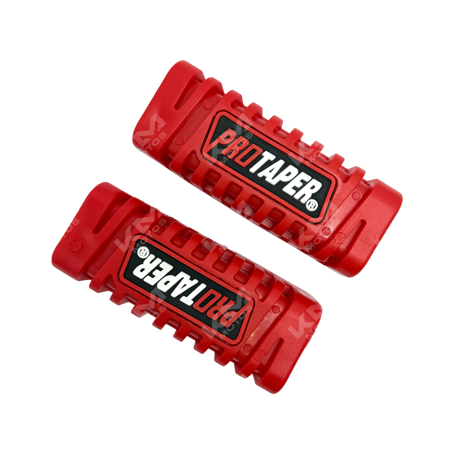 Hule de estribos ProTaper rojo de KMS, protección para estribos de motocicleta, con superficie antideslizante y duradera.