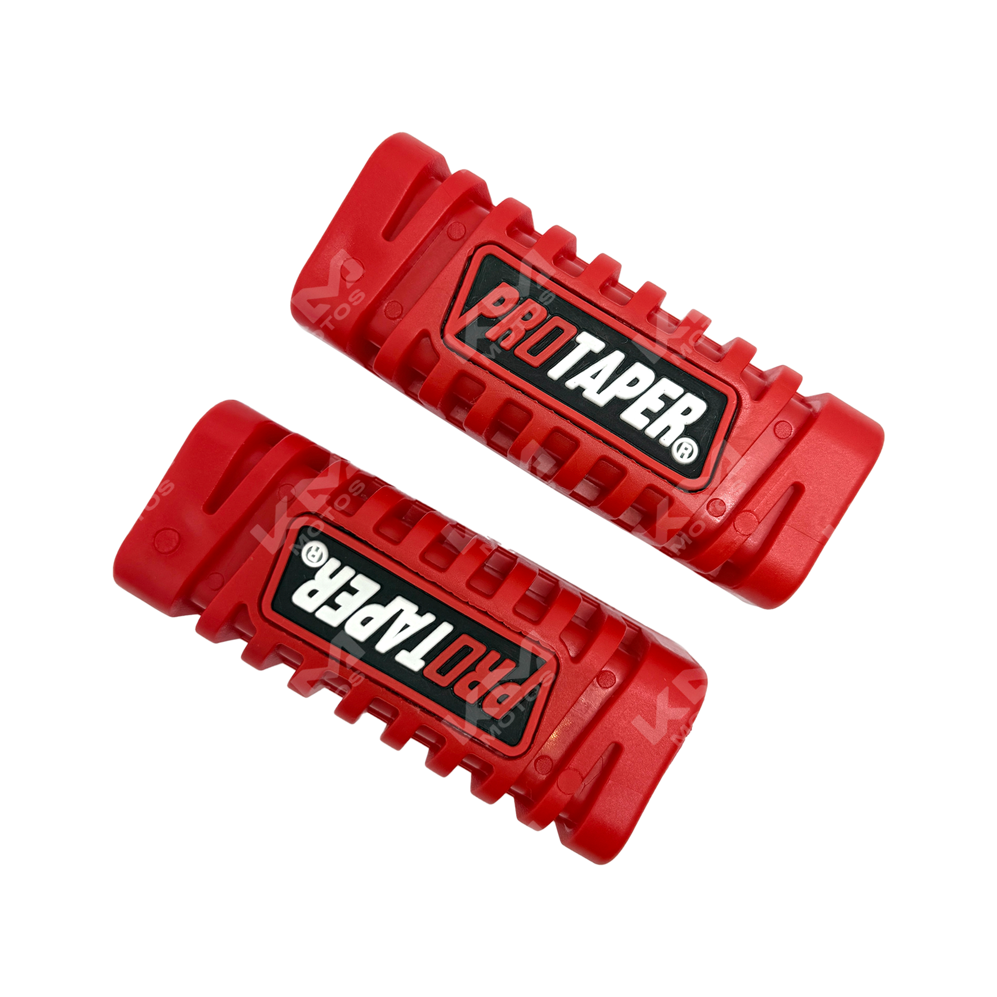 Hule de estribos ProTaper rojo de KMS, protección para estribos de motocicleta, con superficie antideslizante y duradera.